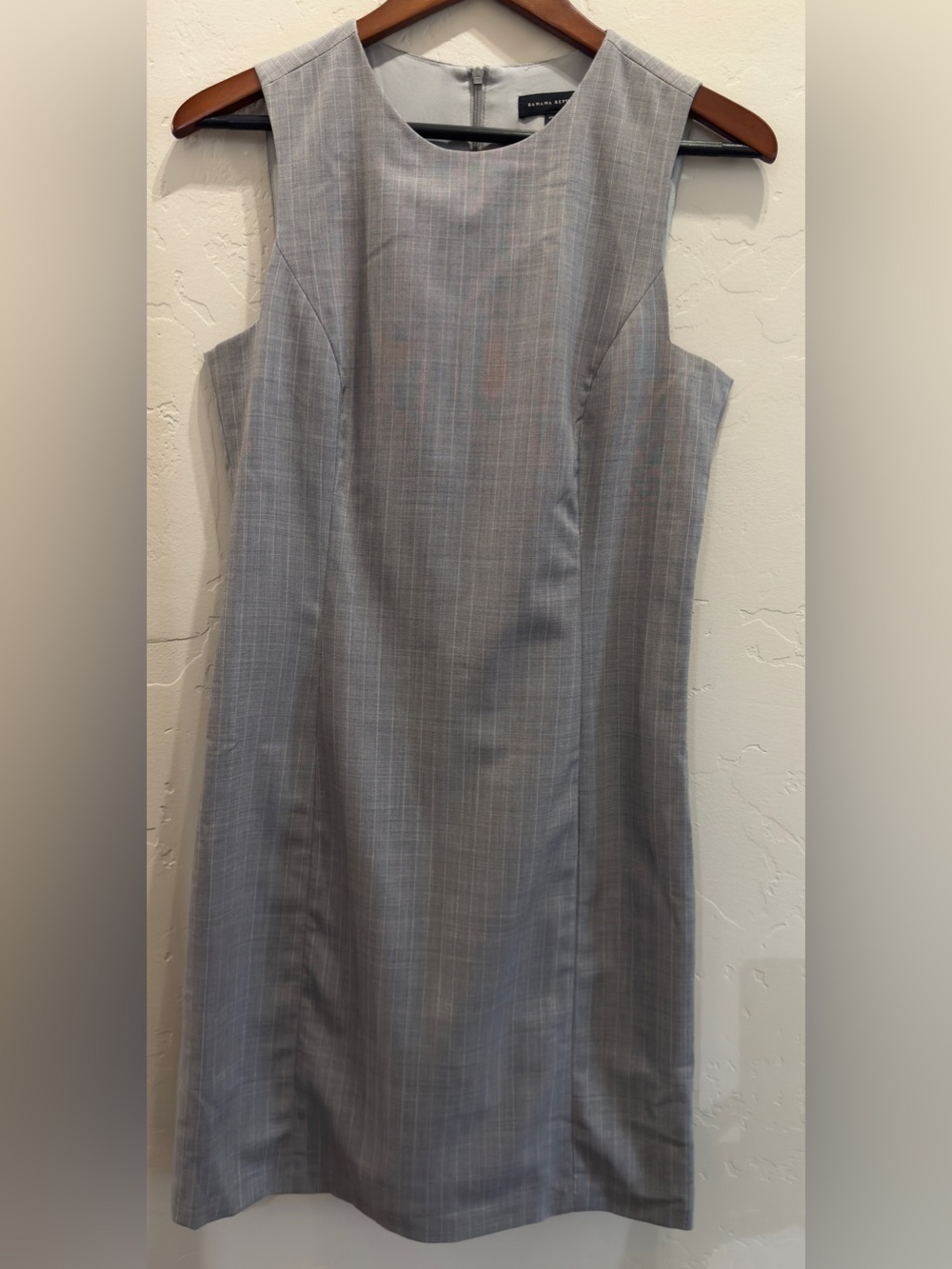 Banana Republic Gray Pinstripe Wool Stretch Sheath Dress Size 6